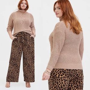NWT Torrid Light Brown Turtleneck Fisherman Knit Sweater Size 3X